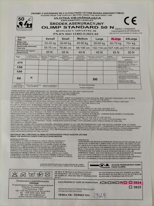 Kamizelka asekuracyjna  OLIMP