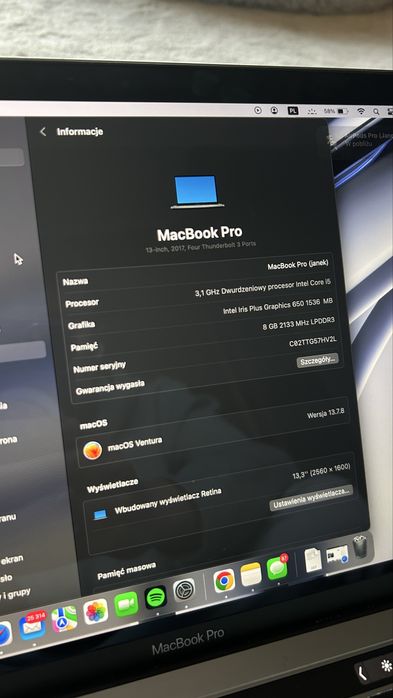 Macbook Pro 2017 STAN JAK NOWY