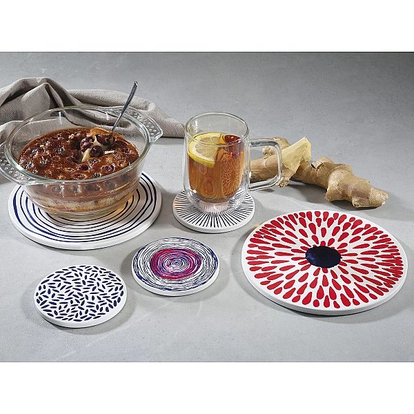 Podkładka pod gorące naczynia, ceramika/korek, śred. 20 cm, kręgi Nord