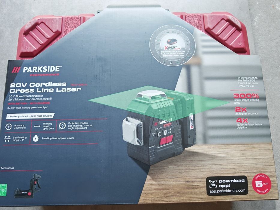 Nowy!5 lat Gwarancji!Laser 3x360 krzyżowy Parkside PKLLP 3360 A1 BOSCH