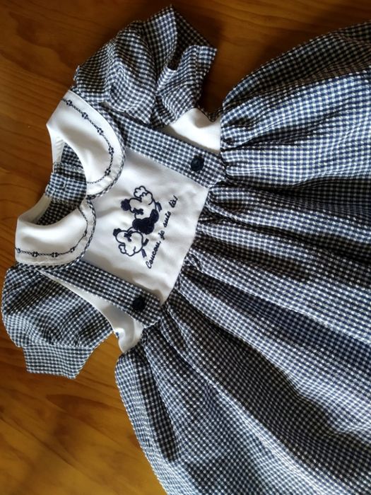 (NEW, FREE SHIPPING) Vintage Baby Dress (1 Year Old) - Navy Blue