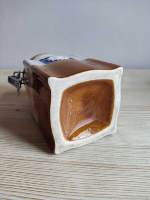 Pojemnik ceramiczny zamykany brązowo kremowy z PRL