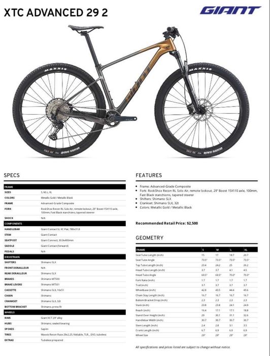 Giant XTC Advanced 29 2 – Carbono – Excelente estado – Pouco uso