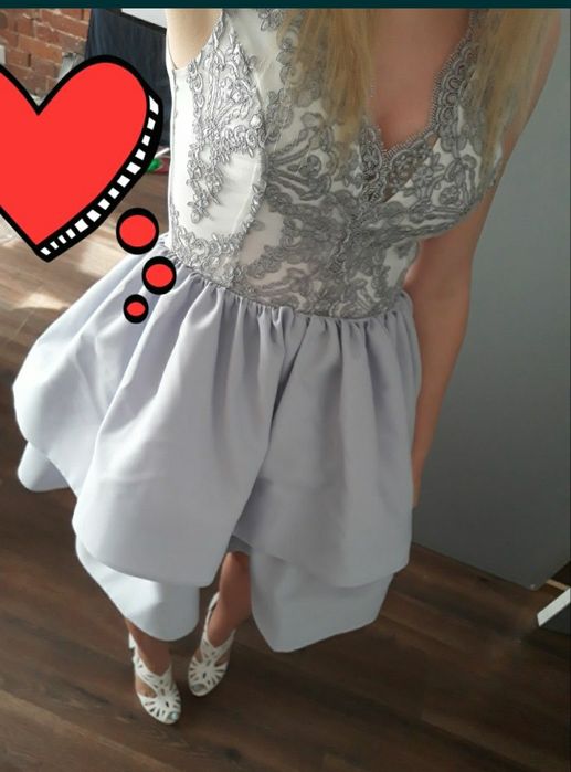 Sukienka rozkloszowana damska elegancka M z koronka