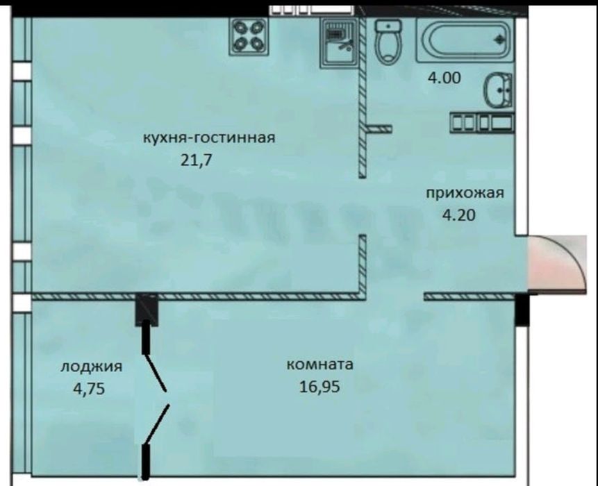 1-комнатная квартира по адресу (площадь 52 м²) - Atlanta.ua - фото 9