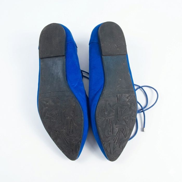 Baleriny niebieskie chabrowe wiązane