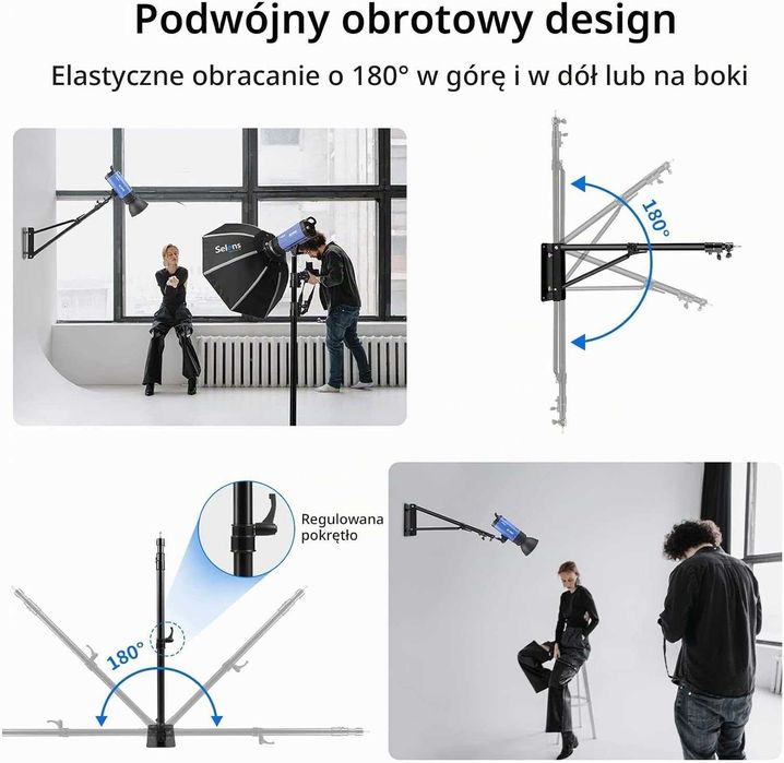 Ramię Wysięgnik Ścienny Selens 130 cm | Triangle Boom Arm 180°