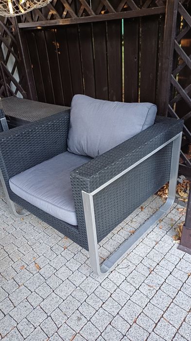 Zestaw mebli ogrodowych z technorattanu + fotel wiszący