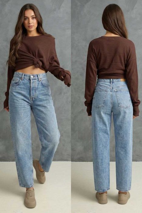 Стильные винтажные джинсы mom jeans от topshop на пуговицах, р. L/XL