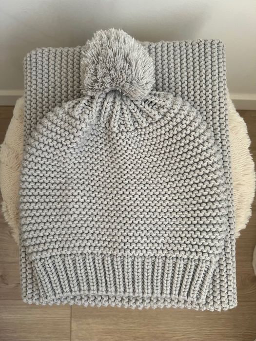 Komplet czapka,szalik szary NOWY