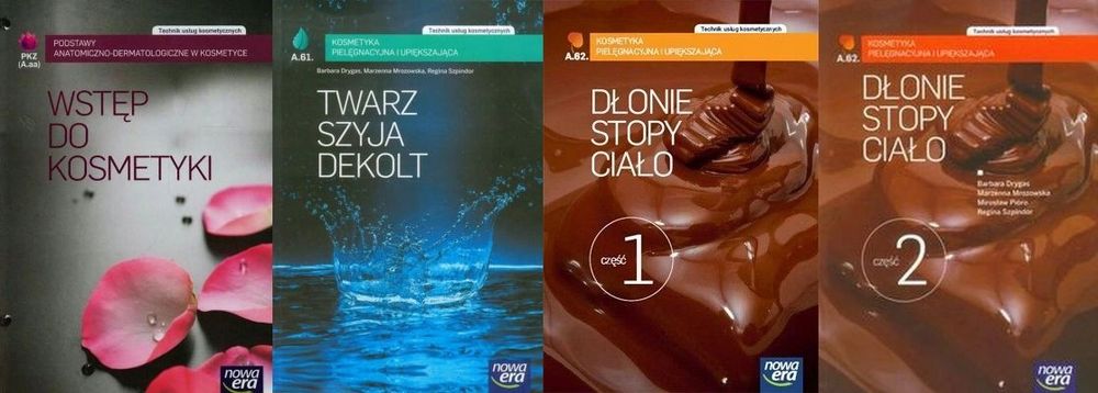 Wstęp Do Kosmetyki + Twarz Szyja + Dłonie Stopy 2T, nowe, 4 książki