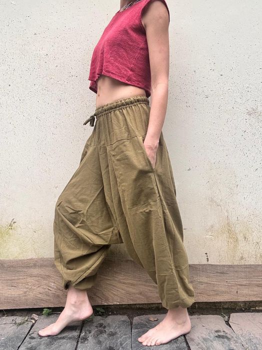 Szarawary bawełniane khaki