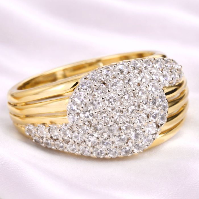 Złoty pierścionek z diamentami 1ct lśniący solidny 9K