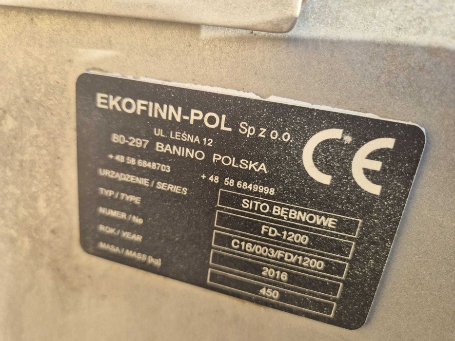 Sito bębnowe 2016 r.Sprawne przemysł / recykling / ubojnia