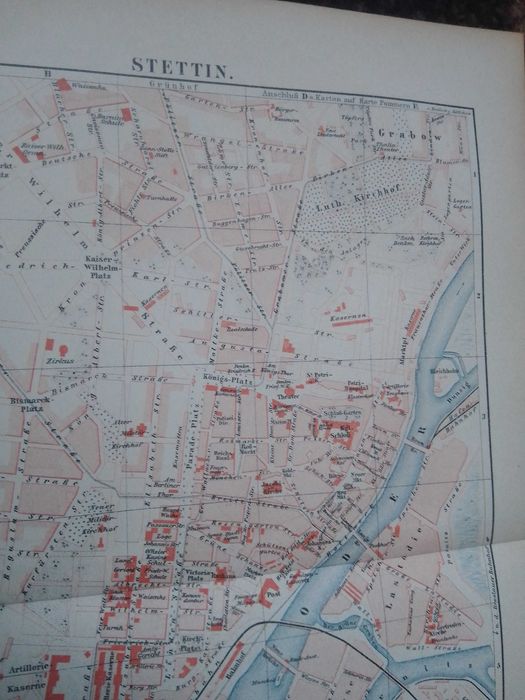 Szczecin  oryginalny XIX w. plan miasta z indeksem ulic do aranżacji