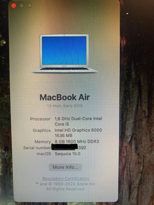 Apple MacBook Air de 2015/128 SSD/8 GB RAM