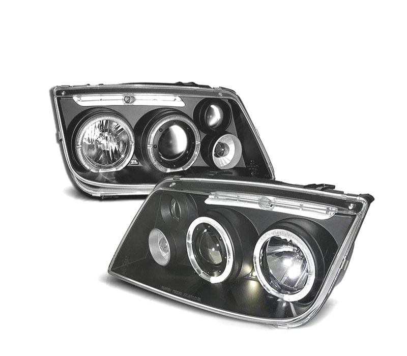 FARÓIS ANGEL EYES VOLKSWAGEN VW BORA 98-05 FUNDO PRETO