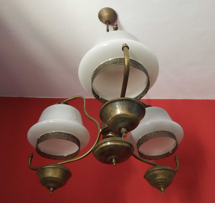 Candeeiro de Sala Vidro Opalino Vintage