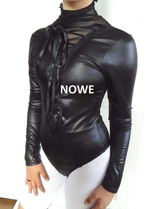 Leg Avenue czarne body sznurowane goth alternative  sexi siateczka S M