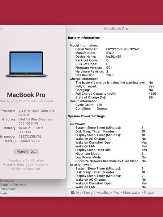 MacBook Pro 13 2019 i5 2.4ghz 16/256gb !! Гарантія від магазину !!