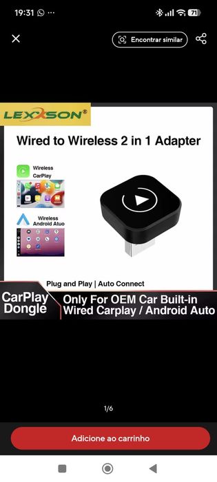 Carplay/android auto sem fio