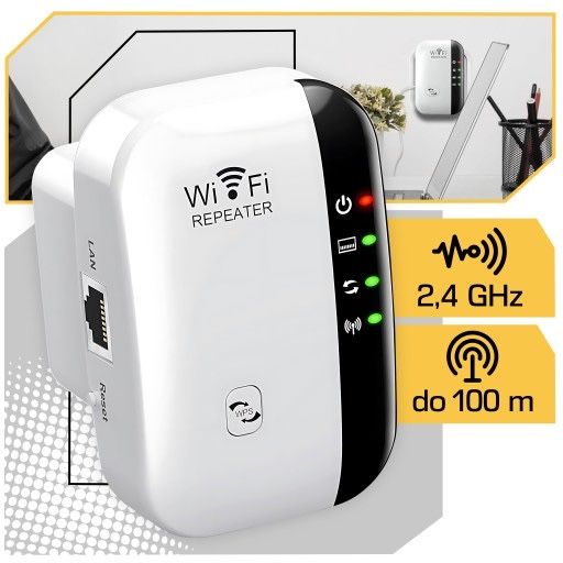 Wzmacniacz sygnału Wi-FI Mocny Repeater Access Point Router 300 Mb/s 2.4GHz