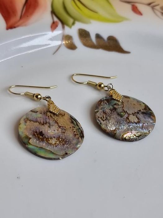 Оригінальні вінтажні сережки з натурального перламутру