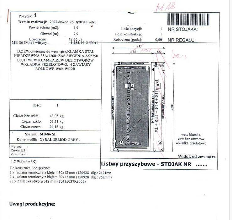 Drzwi DRUTEX MB-86 –1157 x 2500 – Outlet – Transport Gratis M18