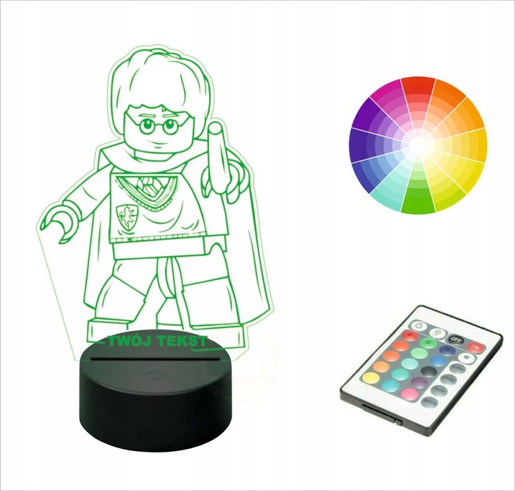 Lampka nocna na biurko 3d led imię grawer HARRY POTTER