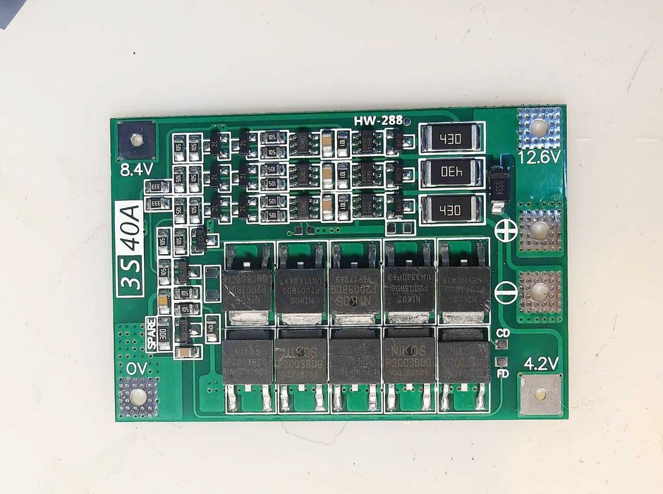 Контроллер BMS 3S 40A HW-288 (с балансировкой) для Li-ion