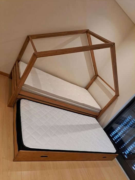 Cama Cabana para criança MonLitCabane com Cama Gancho + 3 Colchões Incluídos
