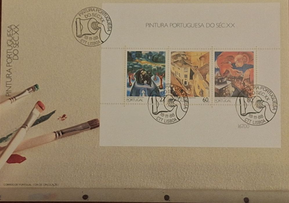 9 Sobrescritos 1 dia com blocos selos "Pintura portuguesa sec.xx"