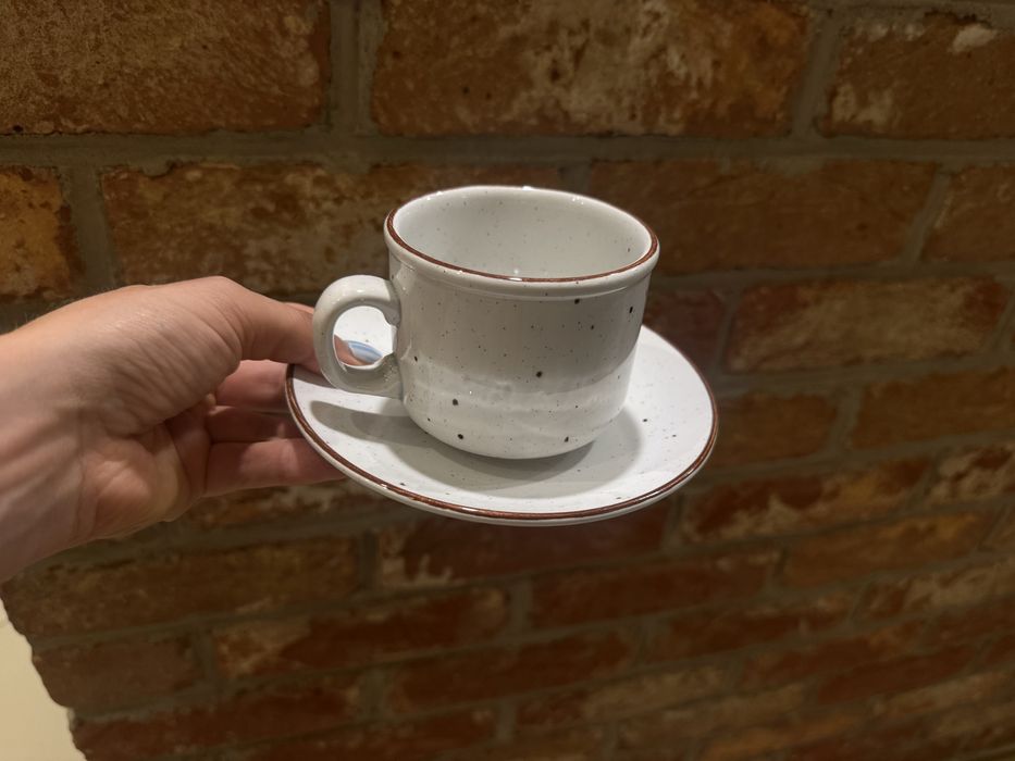 5 filiżanek z podstawkami retro - Sampson Bridgwood z serii Stonedale Tableware