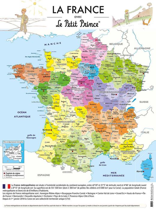Poster livro O Principezinho Mapa A França NOVO PLASTIFICADO