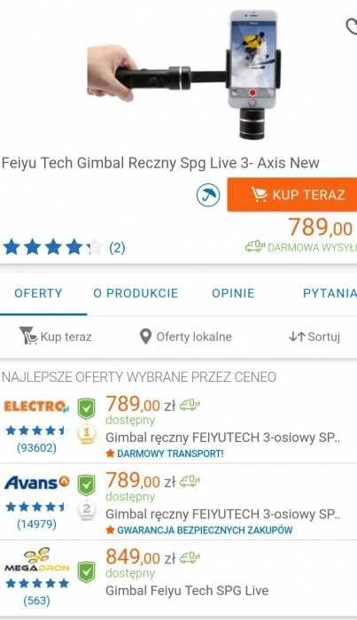 Gimbal SPG Live Feiyu-Tech GoPro Smartfon Bluetooth