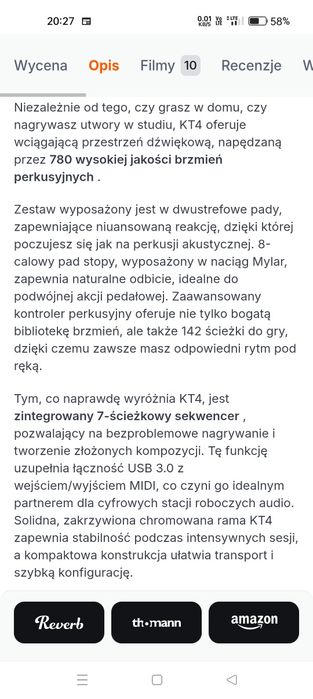 Perkusja elektroniczna kat kt 4