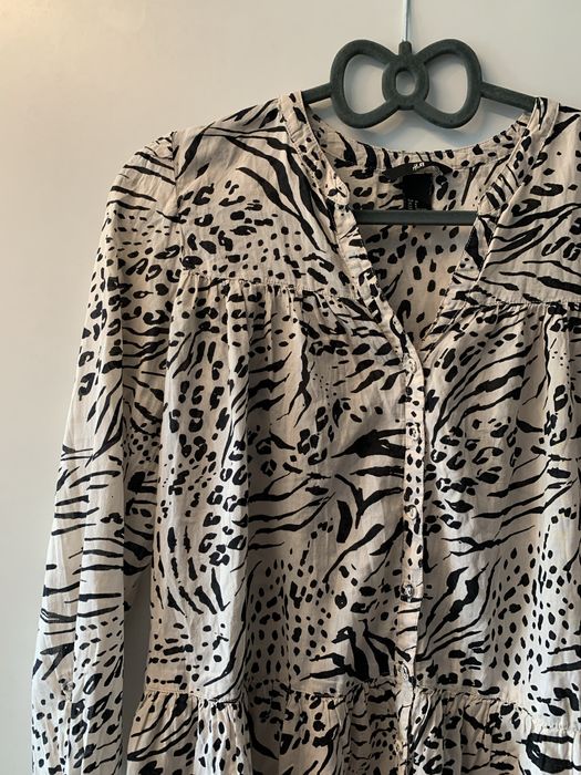 Śliczna koszula we wzory H&M z dłuższym tyłem rozmiar M 100% bawełna