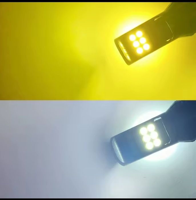 H11 led лампа, двохколірна, біле + жовте світло