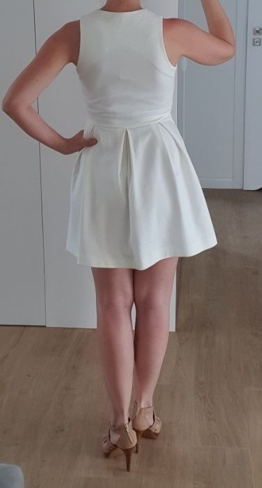 Sukienka na wesele, na komunie, ecru, bez ramion, rozm.38