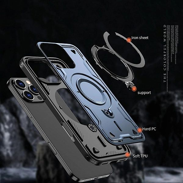 Etui Hybrid Armor Trendy z MagSafe na iPhone 16 Pro - niebieskie