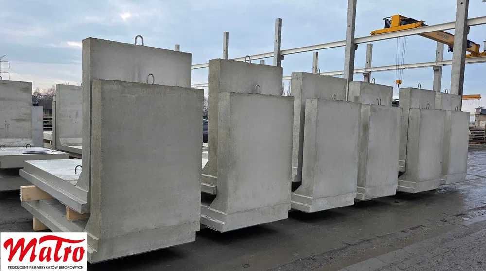 Prefabrykat muru oporowego typu L na zakładkę 250/100/20/150mur mury