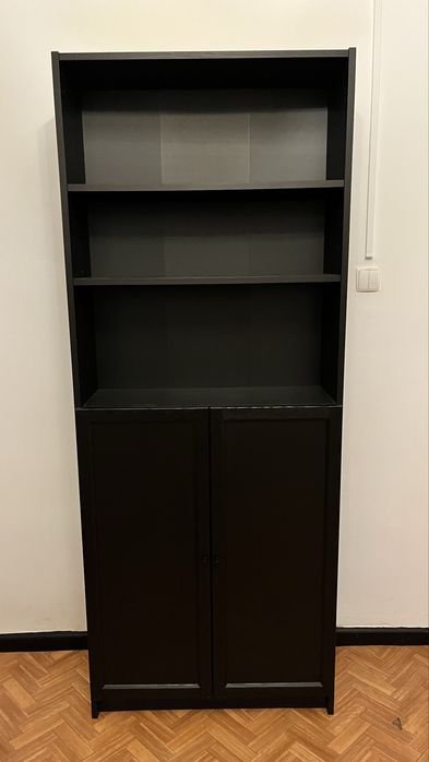Regał z drzwiami Billy, czarny 80x30x202cm