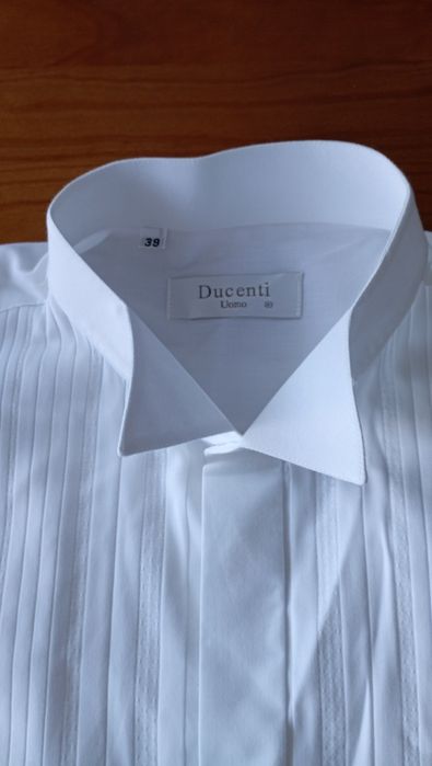 Camisa branca cerimónia Ducenti masculina tamanho M com botões de punho