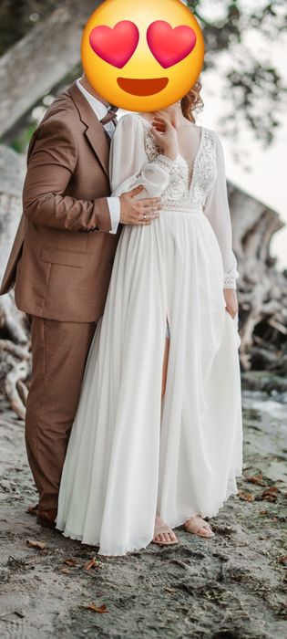 Suknia ślubna boho rustykalna off white