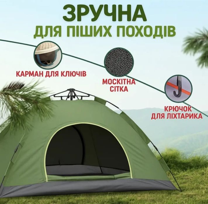 Намет 4-місний автоматичний 200х200 см. Камуфляж