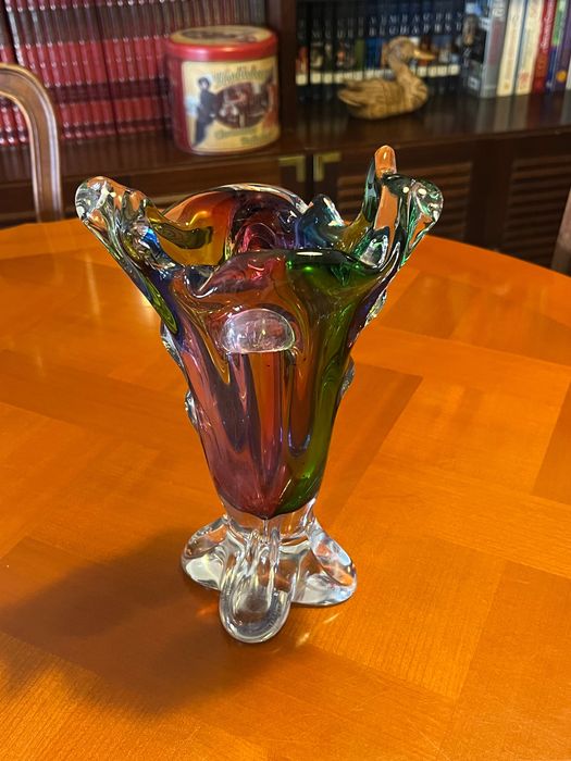 Vaso em Vidro de Murano — Técnica Sommerso Multicolor — Peça de Coleção