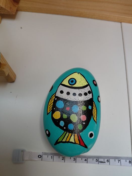 Ryba, malowany kamień, Handmade, prezent, ozdoba