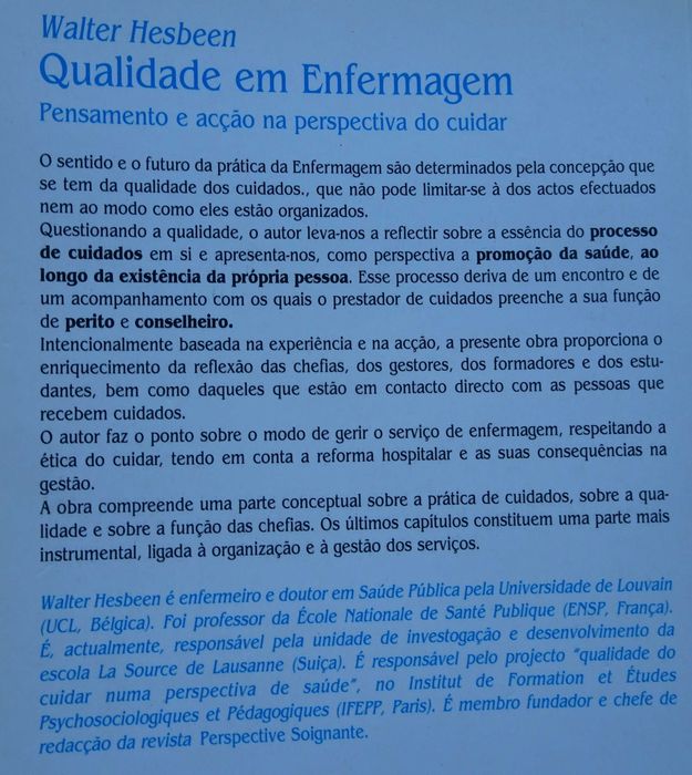 Qualidade em Enfermagem (Pensamento e Ação na Perspetiva de Cuidar)