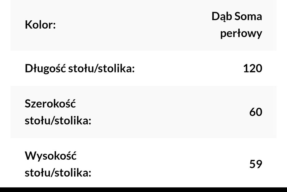 Używany stolik prostokątny ze szkłem i półką (dąb Soma perłowy)