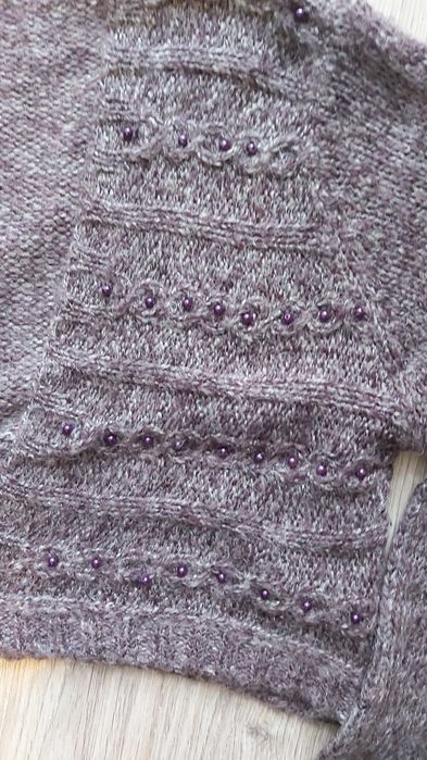 Śliwkowe bolerko z perełkami L